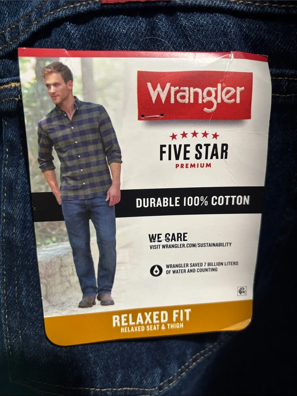 Wrangler Men's Straight Leg Dark Blue Jeans 44x30 NWT